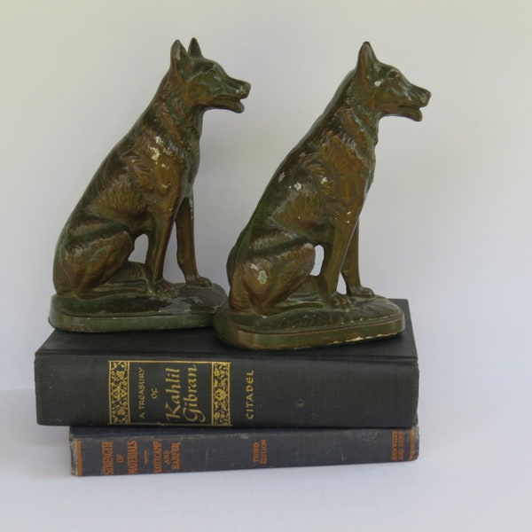 Antique Cast Bronze Dog Bookends - ART Deco 1920's Nuart Bookends - Library