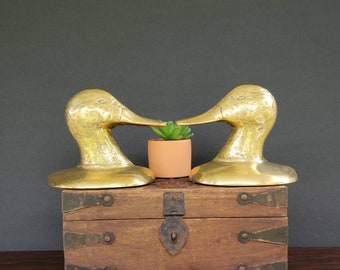 Rare Vintage Brass Mallard Duck Bookends Cabin Lodge decor , Lakehouse home decor