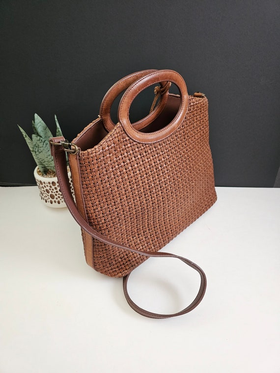 80s Vintage Fossil Brown Leather Shoulder Bag Gem