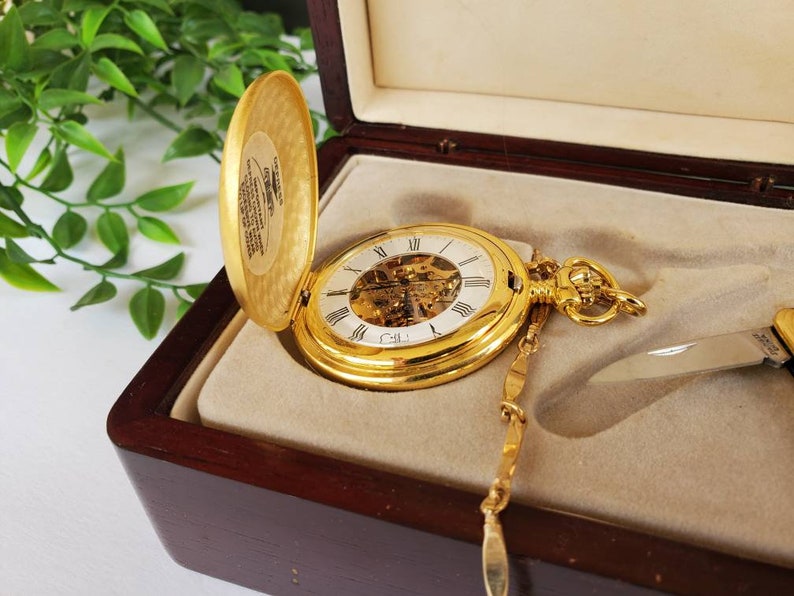 Men's Colibri Gold Pocket Watch and Knife Set Etsy