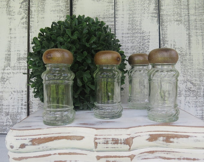 Vintage Glass Spice Jars Bottles Glass Apothecary Jars Set of 4 Etsy