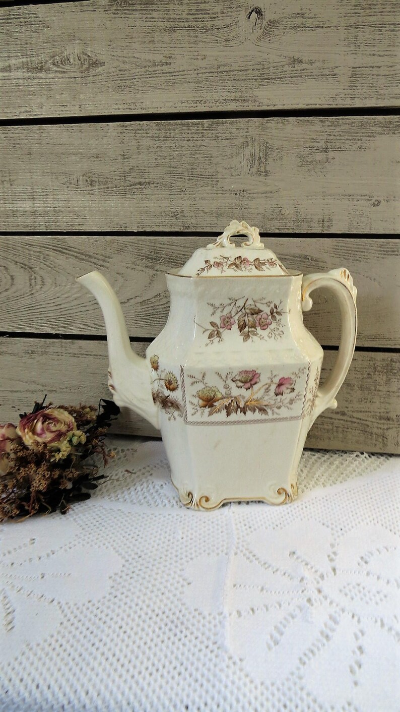 Antique English Teapot Johnson BROS Woodland Semi Porcelain Etsy