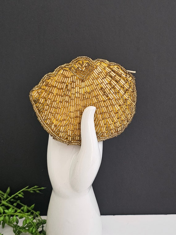 80's Gold beaded Coin Purse Hollywood Glam