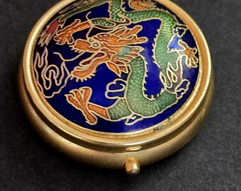Vintage Cloisonne Pill Box Chinese Dragon
