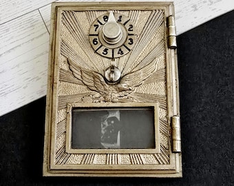 Antique US Post office box door with American Eagle Art Deco - United States Mailbox