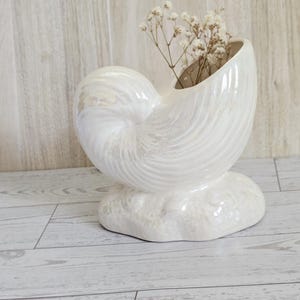 Vintage Nautilus Shell Planter Coastal decor - Ceramic Shell Beach house