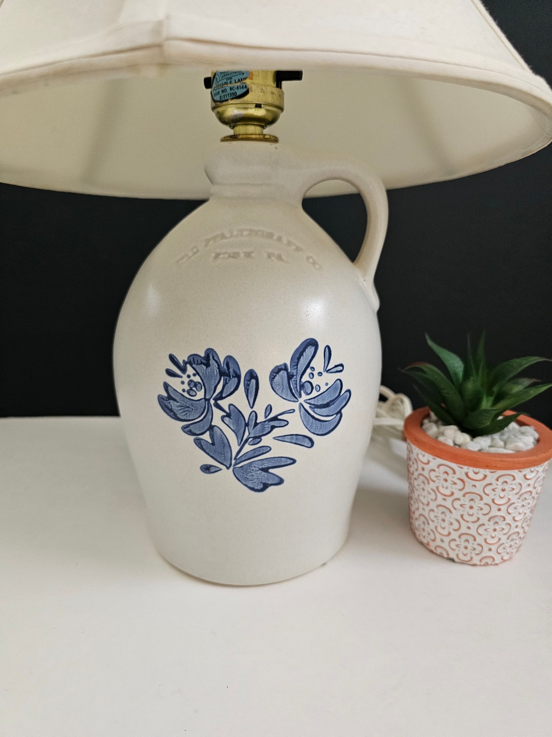 Vintage PFALTZGRAFF Jug Lamp Pfaltzgraff Yorktowne Blue Lamp Etsy