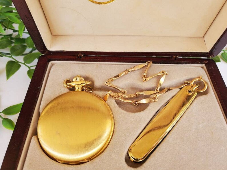 Men's Colibri Gold Pocket Watch and Knife Set Etsy