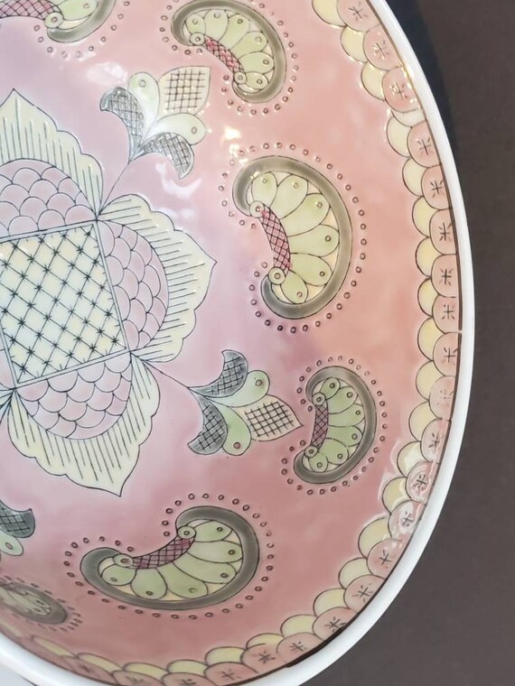 Vintage Chinese Macau Decorative Bowl Lotus Flowers Toyo Chinese Bowl Asian  Decor 