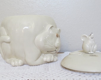 Vintage Fitz and Floyd Fat Cat Mouse Cookie Jar - Whimsical - Etsy