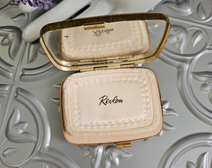 Vintage 70's Gold Mirror Powder Compact - Etsy