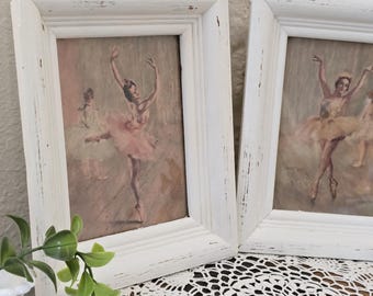 Vintage 1950's Ballerina Art Prints Framed by Pal Fried SET OF 2 Shabby chic - Girls Room Ballet