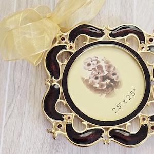 Small Gold enamel picture frame Gift Memento