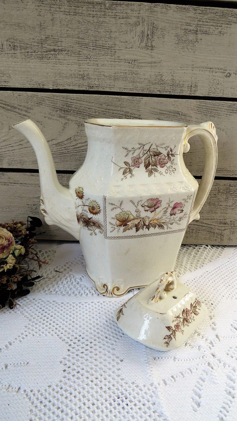 Antique English Teapot Johnson BROS Woodland Semi Porcelain Etsy