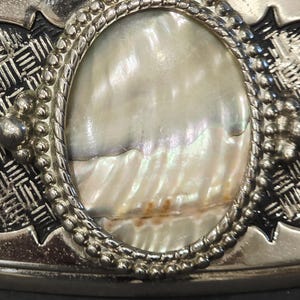 Silver-Tone Decorative Link Waist Belt with Mother-of-Pearl Accents Mother of Pearl Belt - Etsy main image 2