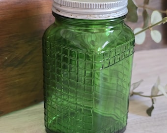 Owens Illinois Green Glass Hoosier Shaker Jar  Waffle pattern Green Depression Glass