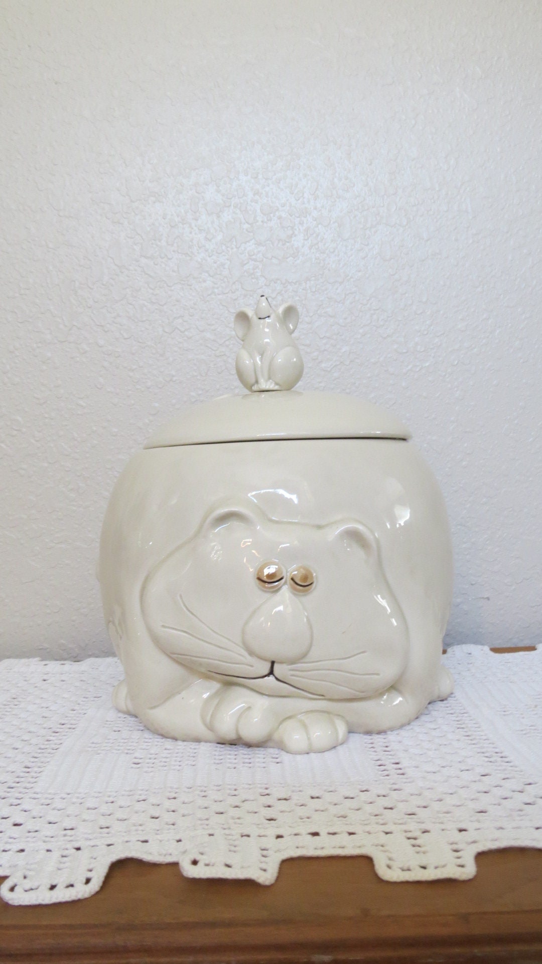Vintage Fitz and Floyd Fat Cat Mouse Cookie Jar - Whimsical - Etsy