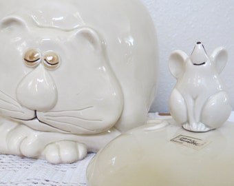 Vintage Fitz and Floyd Fat Cat Mouse Cookie Jar - Whimsical - Etsy