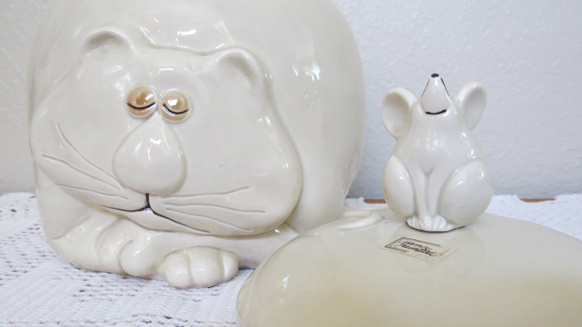 Vintage Fitz and Floyd Fat Cat Mouse Cookie Jar - Whimsical - Etsy