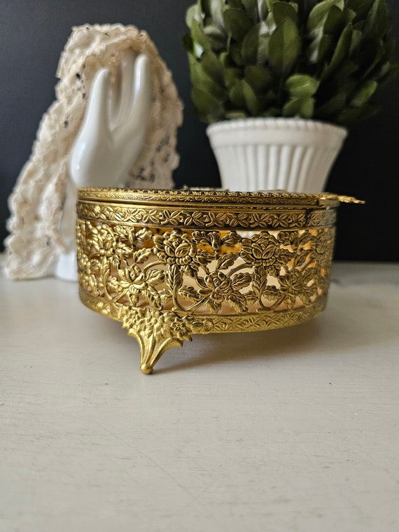 Hollywood Regency Ormolu Jewelry Casket Vintage 2… - image 7