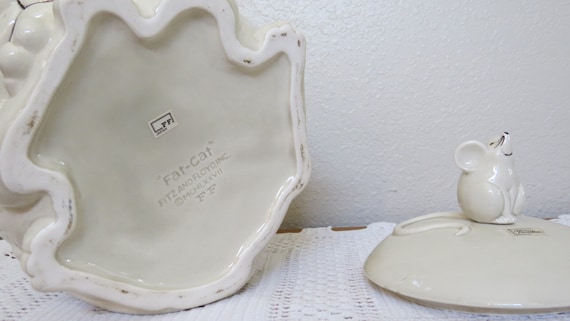 Vintage Fitz and Floyd Fat Cat Mouse Cookie Jar - Whimsical - Etsy