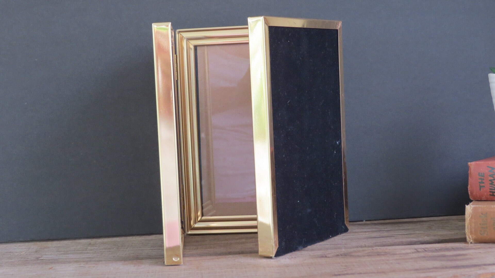 Gold Metal Standing Picture Frame 5x7 Triple folding frame Etsy