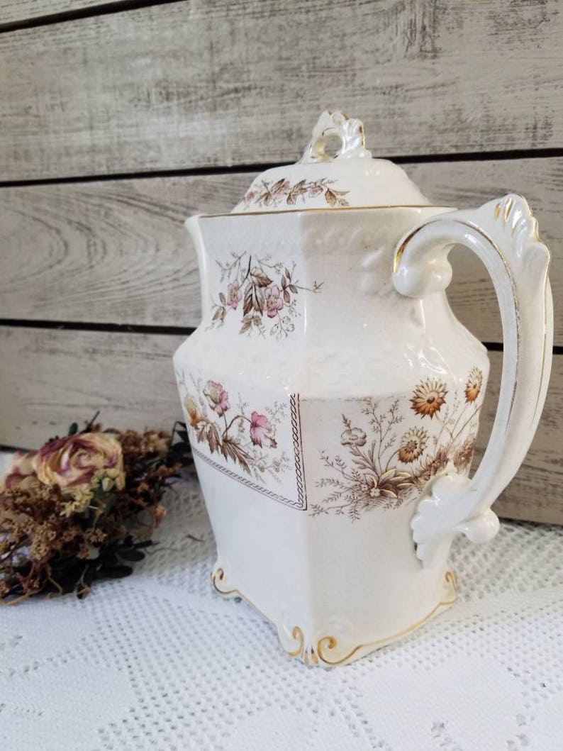 Antique English Teapot Johnson BROS Woodland Semi Porcelain Etsy
