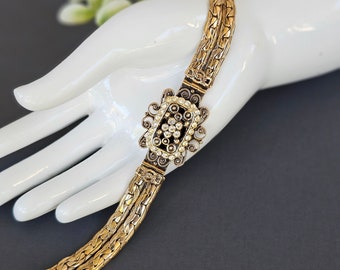 Sarah Coventry Queen Victoria Bracelet Victorian Revival Vintage Gold tone rhinestone bracelet - 1950's Sarah Coventry