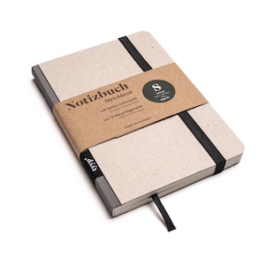 Cuaderno de diseño artesanal A6 fabricado en papel 100% reciclado "Classic" - Carbon Grey - Cartón reciclado