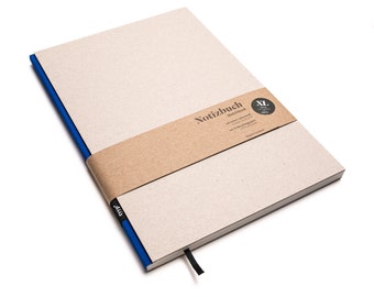 Handmade large design notebook made from 100% recycled paper “BerlinBook” - Blue / Recycled cardboard