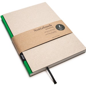 Libreta de diseño A5 hecha a mano con papel 100% reciclado "BerlinBook" - Verde - Cartón reciclado