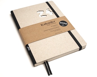 Sustainable pocket calendar 2024 made of 100% recycled paper "Design Calendar" black - eco cardboard