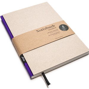 Cuaderno de diseño artesanal A5 fabricado en papel 100% reciclado "BerlinBook" - Púrpura - Cartón reciclado