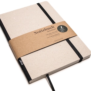 Caderno de design artesanal A5 feito de papel 100% reciclado “Classic” - preto - papelão reciclado