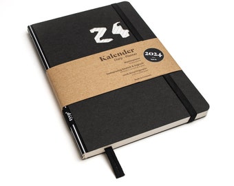 Sustainable pocket calendar 2024 made from 100% recycled paper "Design Kalender" Stripes - Black