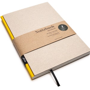 Cuaderno de diseño hecho a mano A5 de papel 100% reciclado "BerlinBook" - amarillo taxi - cartón reciclado
