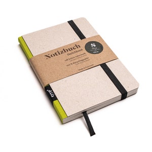Cuaderno de diseño artesanal A6 fabricado en papel 100% reciclado "Classic" - Lime Green - Cartón reciclado