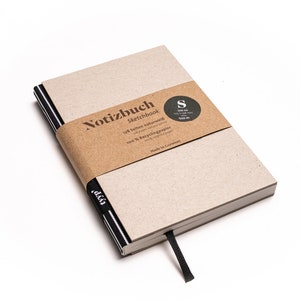 Cuaderno de diseño pequeño hecho a mano hecho de papel 100% reciclado "BerlinBook" - Cartón a rayas / reciclado Black-Wieß