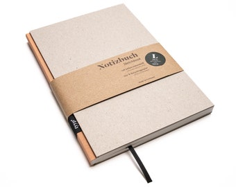 Carnet de design fait main A5 en papier 100% recyclé « BerlinBook » - Peintures pêche - Carton recyclé