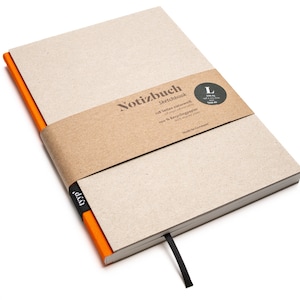 Libreta de diseño A5 hecha a mano con papel 100% reciclado "BerlinBook" - Naranja - Cartón reciclado
