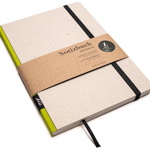 Cuaderno de diseño artesanal A5 fabricado en papel 100% reciclado "Classic" - Lime Green - Cartón reciclado