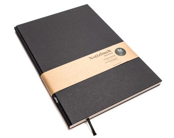 Handmade large design notebook made from 100% recycled paper “BerlinBook” - Black