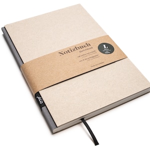 Cuaderno de diseño artesanal A5 fabricado en papel 100% reciclado "BerlinBook" - Carbon Grey - Cartón reciclado