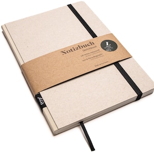 Cuaderno de diseño artesanal A5 fabricado en papel 100% reciclado "Classic" - Crema - Cartón reciclado