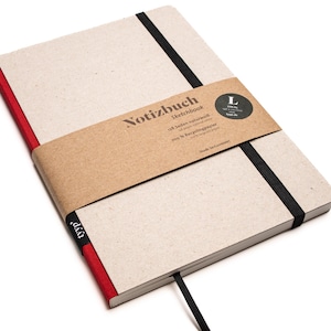 Cuaderno de diseño artesanal A5 fabricado en papel 100% reciclado "Classic" - Rojo - Cartón reciclado