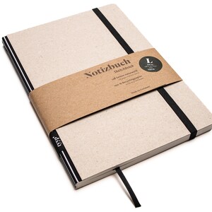 Cuaderno de diseño artesanal A5 hecho de papel 100% reciclado "Classic" - rayas blancas y negras - cartón reciclado