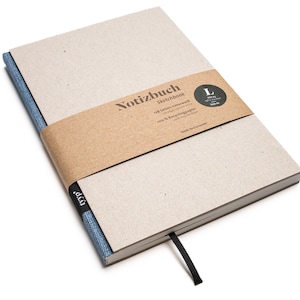Cuaderno de diseño artesanal A5 fabricado en papel 100% reciclado "BerlinBook" - Jeans Blue - Cartón reciclado