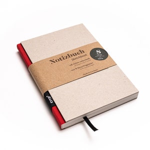 Cuaderno pequeño de diseño hecho a mano con papel 100% reciclado “BerlinBook” - rojo / cartón reciclado