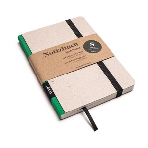 Handmade designer notebook A6 made from 100% recycled paper &quot;Classic&quot; - Green - Recycled cardboard