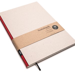 Libreta de diseño grande, hecha a mano, con papel 100 % reciclado "BerlinBook" - Rojo / Cartón reciclado